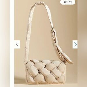 The Lark Puffy Woven Crossbody Bag light weight Sand Cream color
